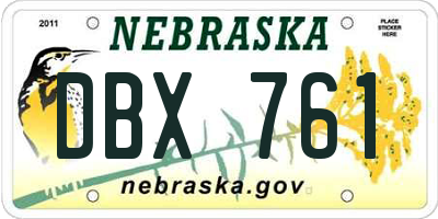 NE license plate DBX761