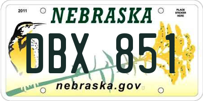 NE license plate DBX851