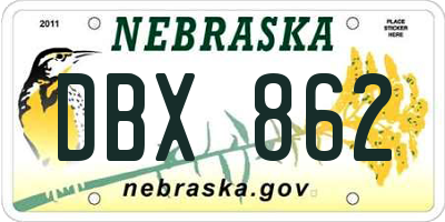 NE license plate DBX862