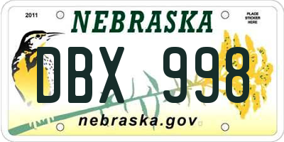 NE license plate DBX998