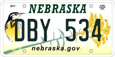 NE license plate DBY534