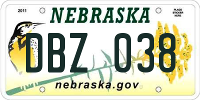 NE license plate DBZ038