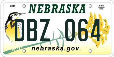 NE license plate DBZ064