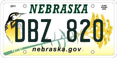 NE license plate DBZ820