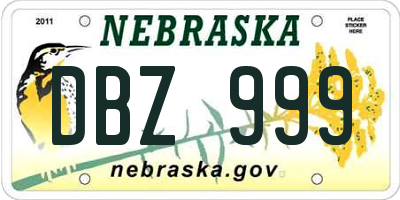 NE license plate DBZ999