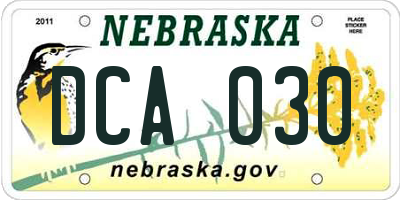 NE license plate DCA030