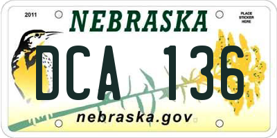 NE license plate DCA136
