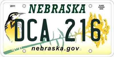 NE license plate DCA216