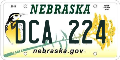 NE license plate DCA224