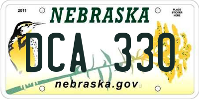 NE license plate DCA330