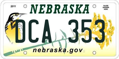 NE license plate DCA353
