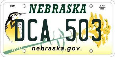 NE license plate DCA503