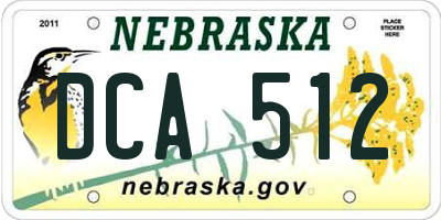 NE license plate DCA512