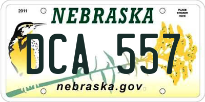 NE license plate DCA557