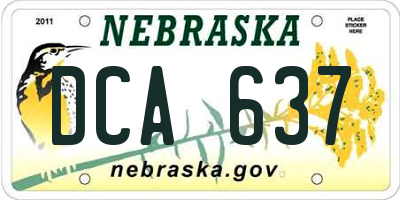 NE license plate DCA637