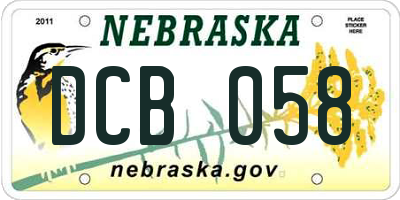 NE license plate DCB058