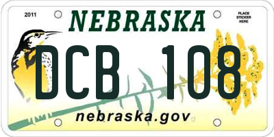 NE license plate DCB108