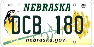 NE license plate DCB180