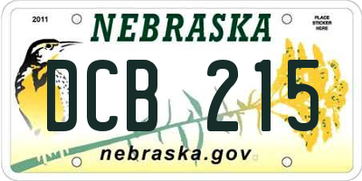 NE license plate DCB215
