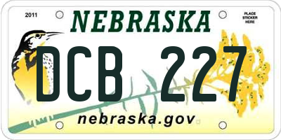 NE license plate DCB227