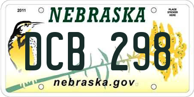 NE license plate DCB298