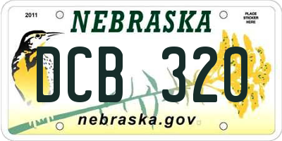 NE license plate DCB320