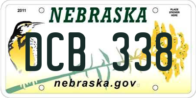 NE license plate DCB338