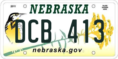 NE license plate DCB413