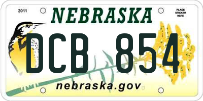 NE license plate DCB854