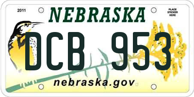 NE license plate DCB953