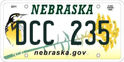 NE license plate DCC235