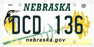 NE license plate DCD136