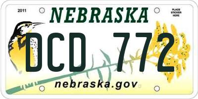 NE license plate DCD772