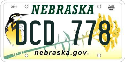 NE license plate DCD778