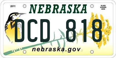 NE license plate DCD818