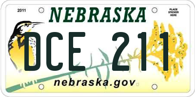 NE license plate DCE211