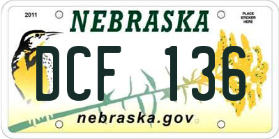 NE license plate DCF136