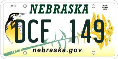 NE license plate DCF149