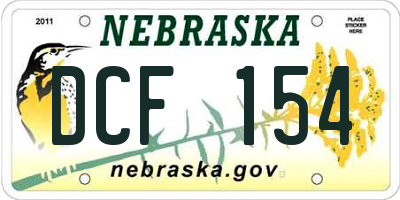 NE license plate DCF154