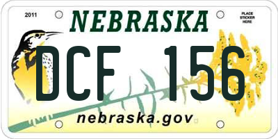 NE license plate DCF156