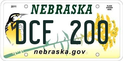 NE license plate DCF200