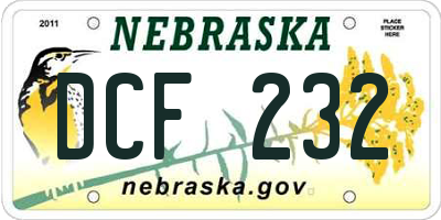 NE license plate DCF232