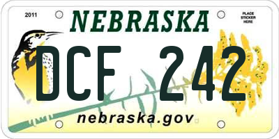 NE license plate DCF242