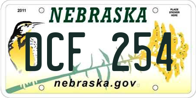 NE license plate DCF254