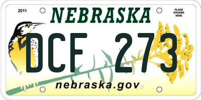 NE license plate DCF273