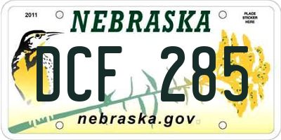 NE license plate DCF285