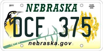 NE license plate DCF375