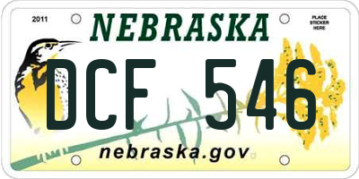 NE license plate DCF546