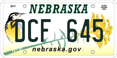 NE license plate DCF645