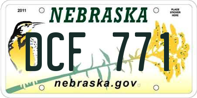 NE license plate DCF771